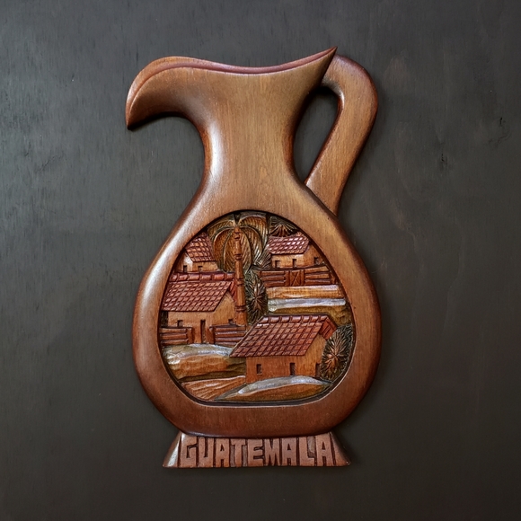 Vintage Handmade Wooden Folk Art Guatemala Wall Hanging Wood Carving
